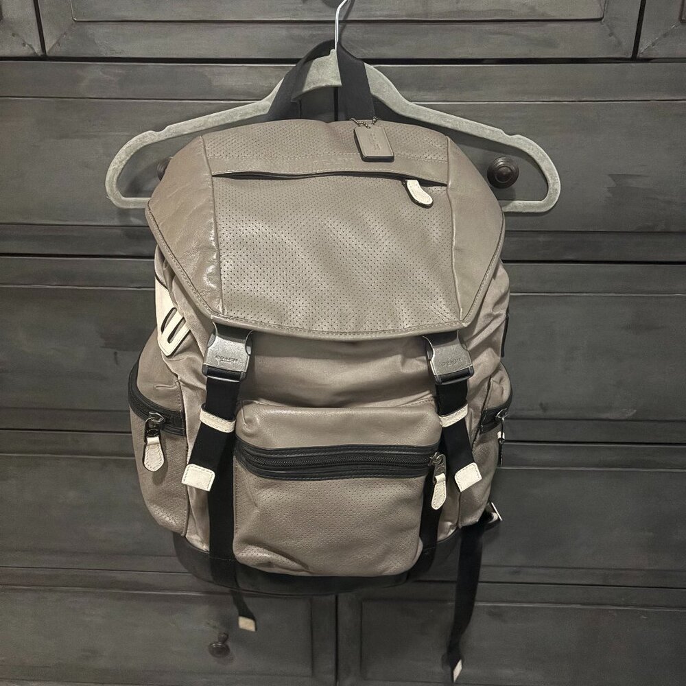 Coach All Terrain Trek Perforated Leather Canvas Unisex Backpack